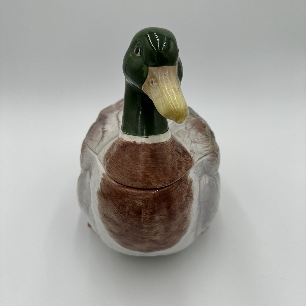 Vintage Handpainted Otagiri Mallard Duck Covered Serving Dish 12" - Picture 2 of 9
